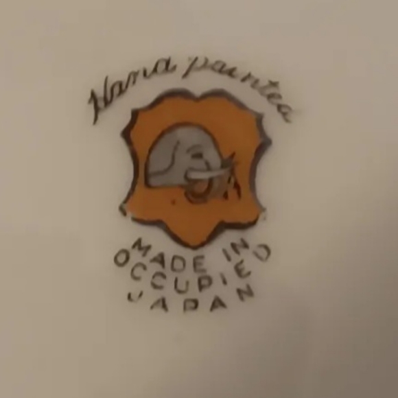 Occupied Japan Hand Painted Pink and Green Saucer Plate Elephant Backstamp - Picture 2 of 6